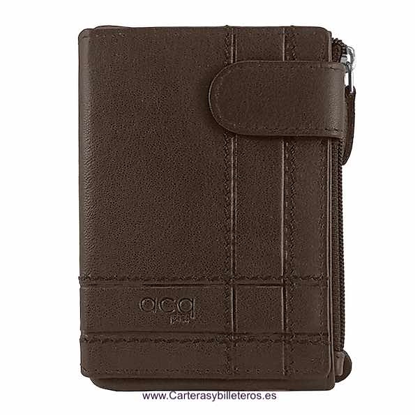 ACQ MEN'S CARD HOLDER WITH LEATHER ZIPPERED COIN PURSE 