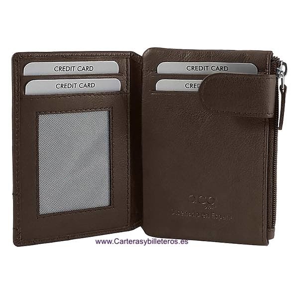 ACQ MEN'S CARD HOLDER WITH LEATHER ZIPPERED COIN PURSE 