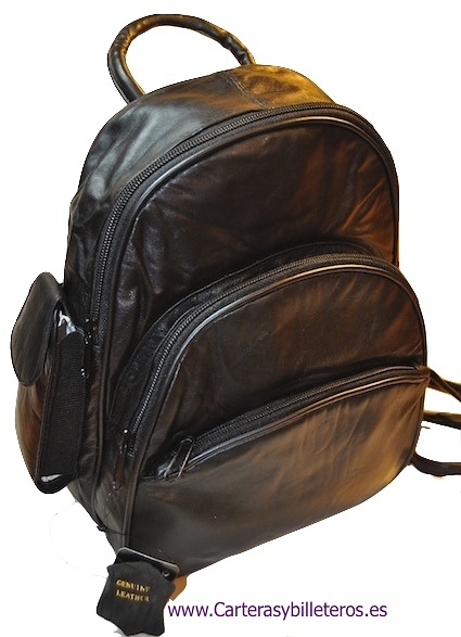 BACKPACK THREE POCKETS LEATHER MEDIUM 