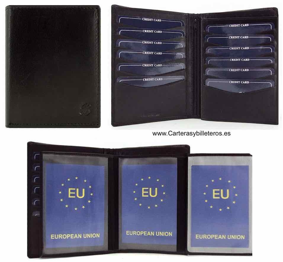 BIG PASSPORT LEATHER PORTFOLIO WITH DOUBLE BILLER 