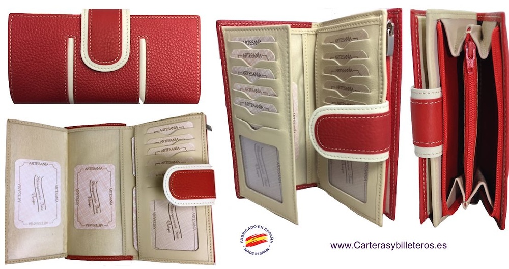 BIG WALLET OF WOMAN LEATHER PURSE MADE IN SPAIN HANDCRAFT LONG 