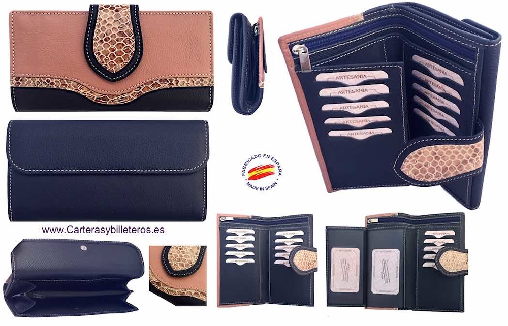 BIG WOMEN WALLET IN UBRIQUE NAVY SKIN AND MAKEUP COLOR 