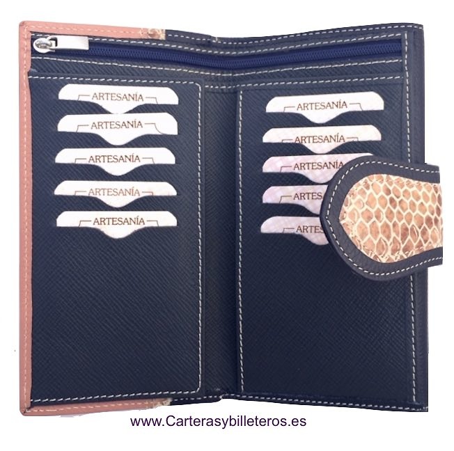 BIG WOMEN WALLET IN UBRIQUE NAVY SKIN AND MAKEUP COLOR 