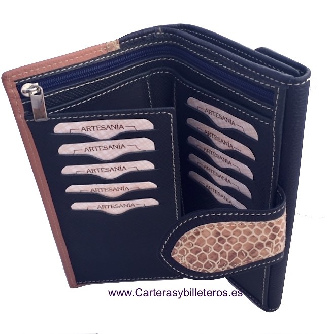 BIG WOMEN WALLET IN UBRIQUE NAVY SKIN AND MAKEUP COLOR 