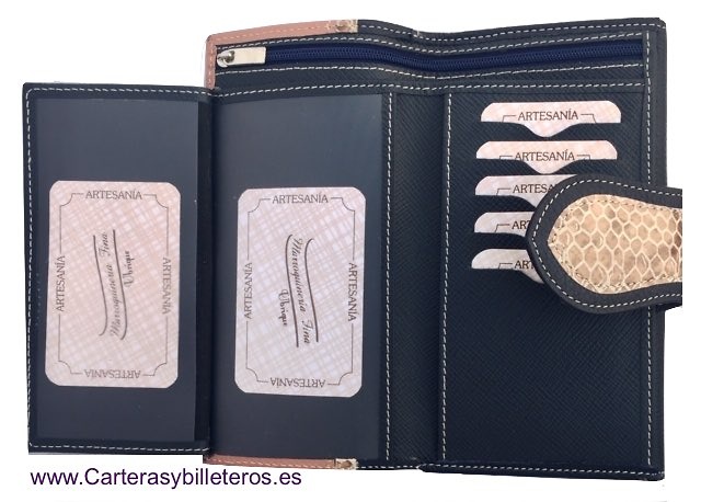 BIG WOMEN WALLET IN UBRIQUE NAVY SKIN AND MAKEUP COLOR 