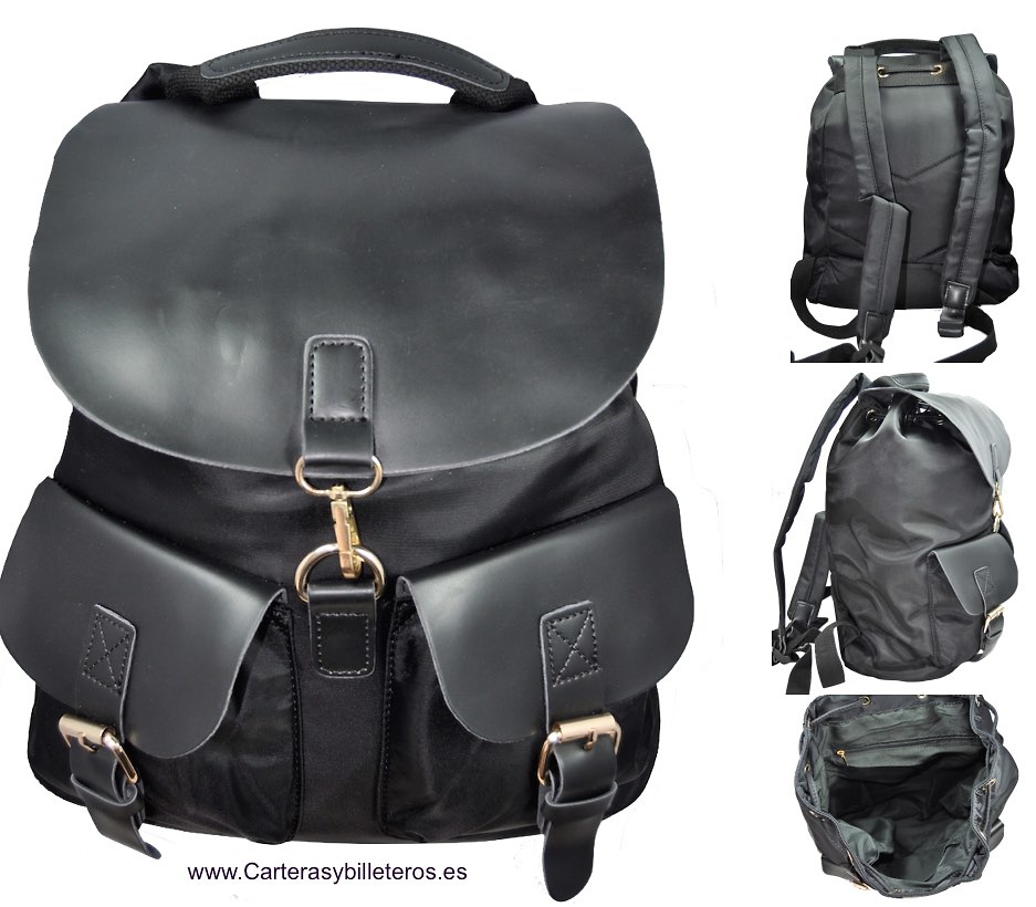 BLACK BACKPACK OF MICROFIBRE AND PU ITALIAN DESIGN 