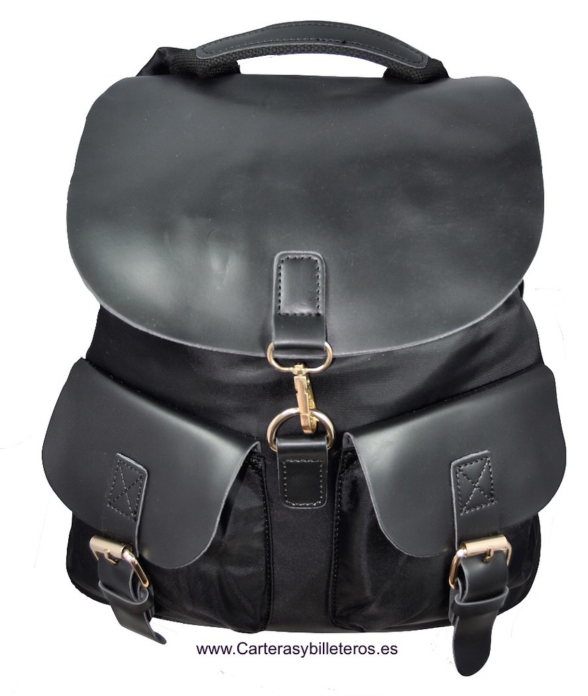 BLACK BACKPACK OF MICROFIBRE AND PU ITALIAN DESIGN 