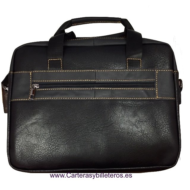 BOX LEATHER BRIEFCASE BAG WITH HANDLE AND SHOULDER BAG 