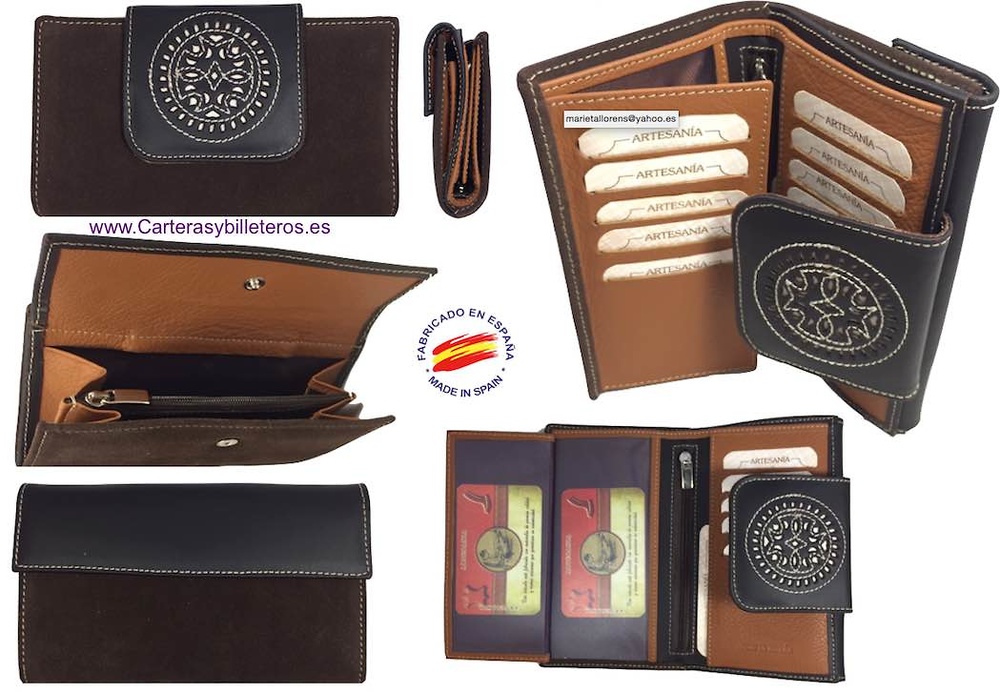 BROWN WOMEN'S WALLET WITH DECORATION ON THE CLOSURE 