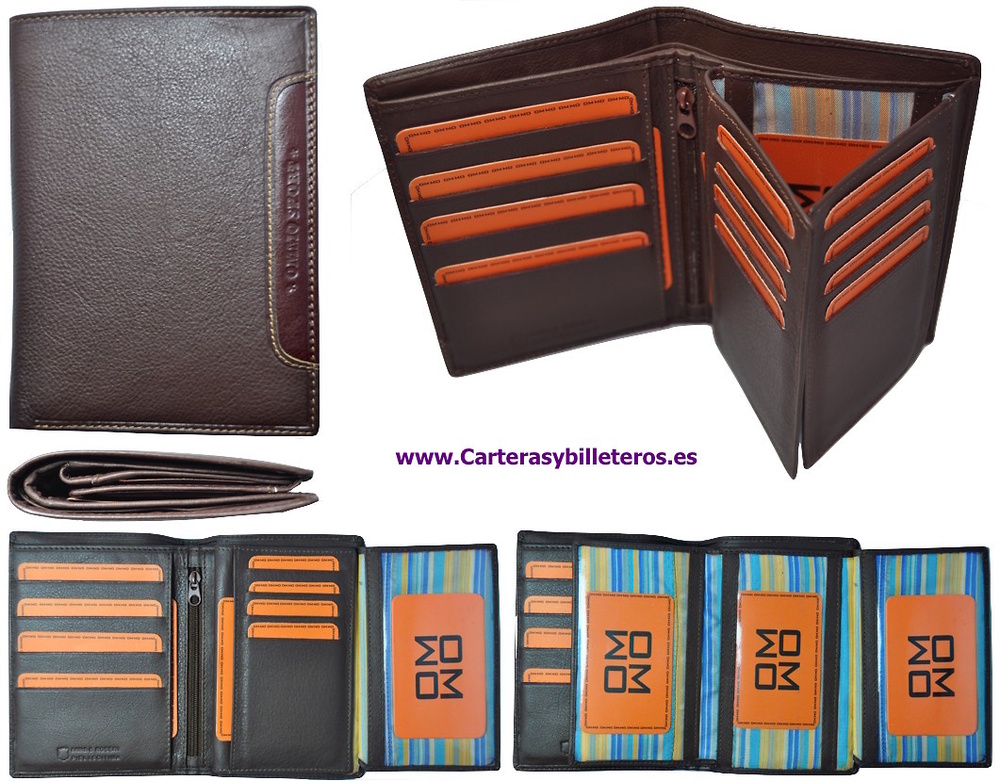 BUSINESS CARD HOLDER WALLET MADE IN BOVINE LEATHER QUALITY OF LARGE CAPACITY 