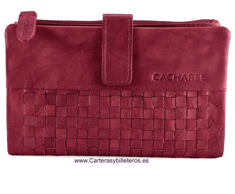 CACHAREL LARGE WOMAN'S LEATHER WALLET WITH HANDMADE ORNAMENT 