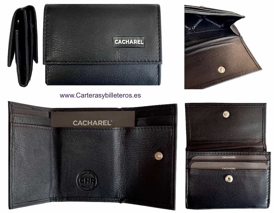 CACHAREL MEN'S SMALL LEATHER WALLET NAPALUX PURSE CARD HOLDER 