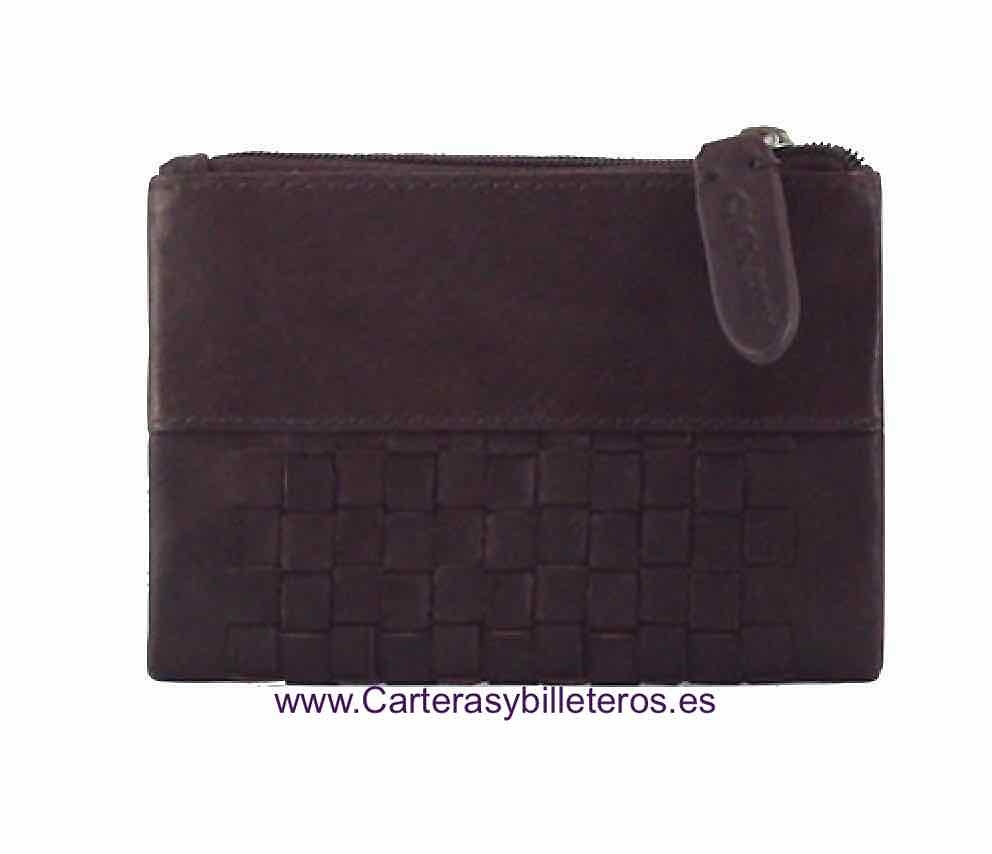 CACHAREL SMALL WOMAN'S LEATHER WALLET WITH HANDMADE ORNAMENT 