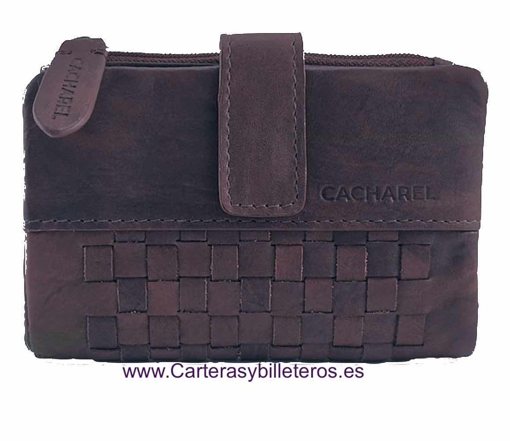 CACHAREL SMALL WOMAN'S LEATHER WALLET WITH HANDMADE ORNAMENT 