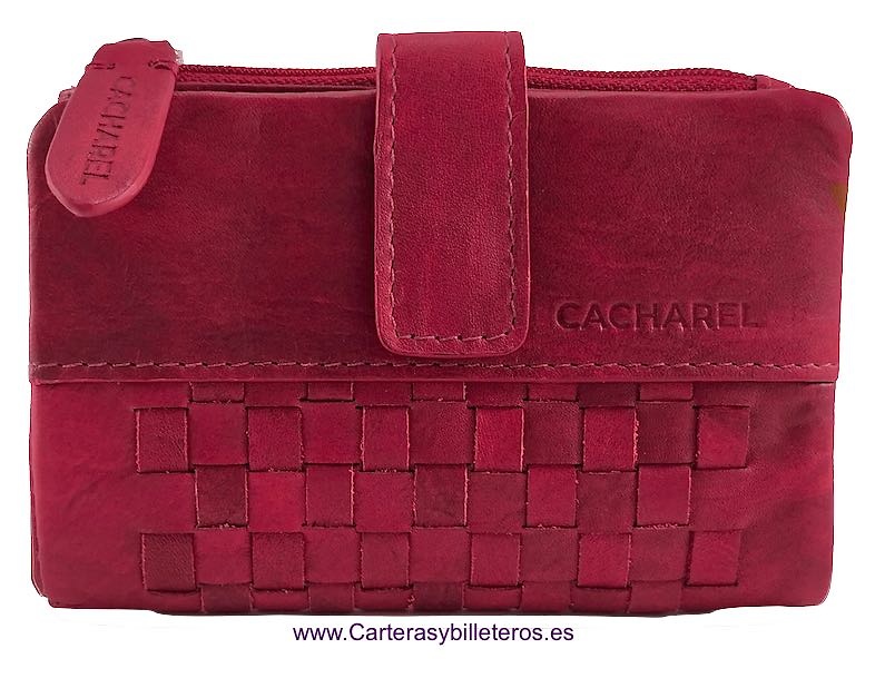 CACHAREL SMALL WOMAN'S LEATHER WALLET WITH HANDMADE ORNAMENT 