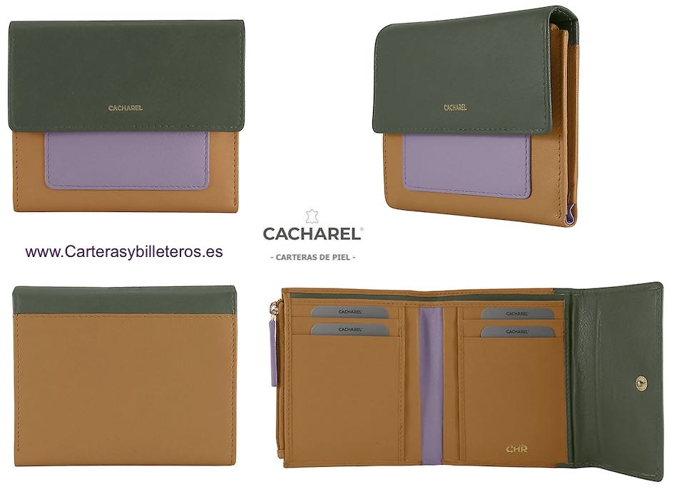 CACHAREL WOMEN'S HANDBAG MADE OF LEATHER IN A COMBINATION OF THREE VERY NICE COLOURS 