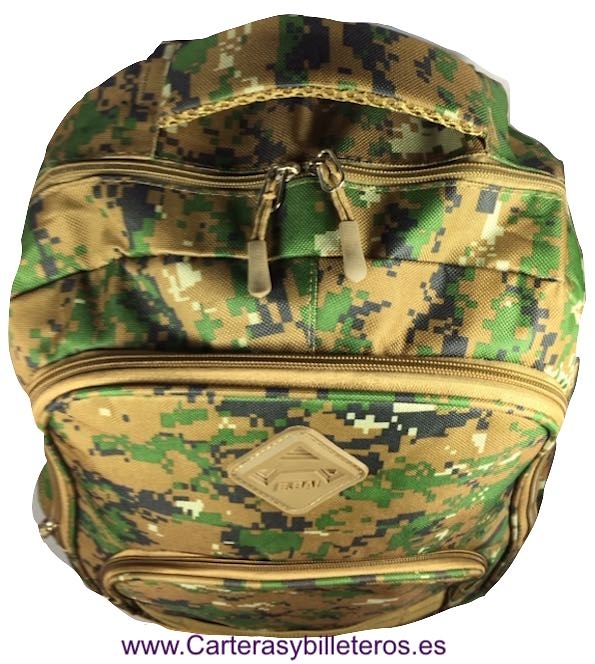 CAMOUFLAGE BACKPACK WITH PADDED SHOULDER AND HANDLE 