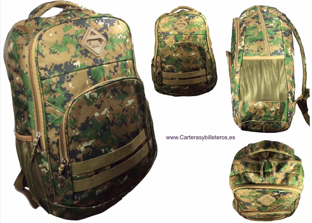 CAMOUFLAGE BACKPACK WITH PADDED SHOULDER AND HANDLE 