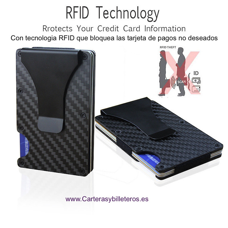 CARBON FIBER CARD HOLDER FOR THIN AND VERY RESISTANT MEN -NEW- 