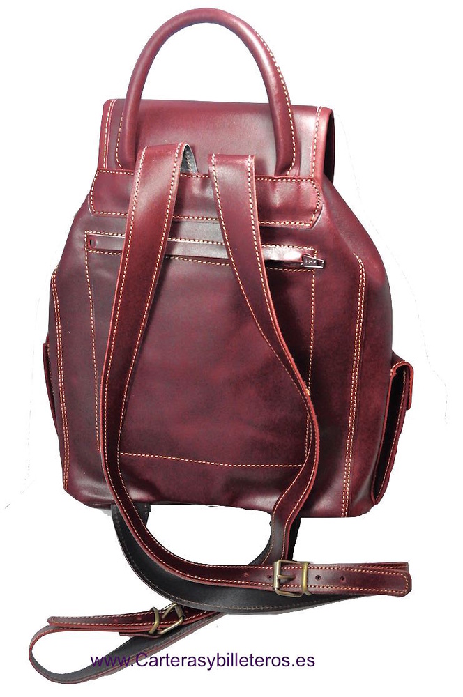 COW LEATHER BACKPACK MEDIUM SIZE CHERRY COLOR 