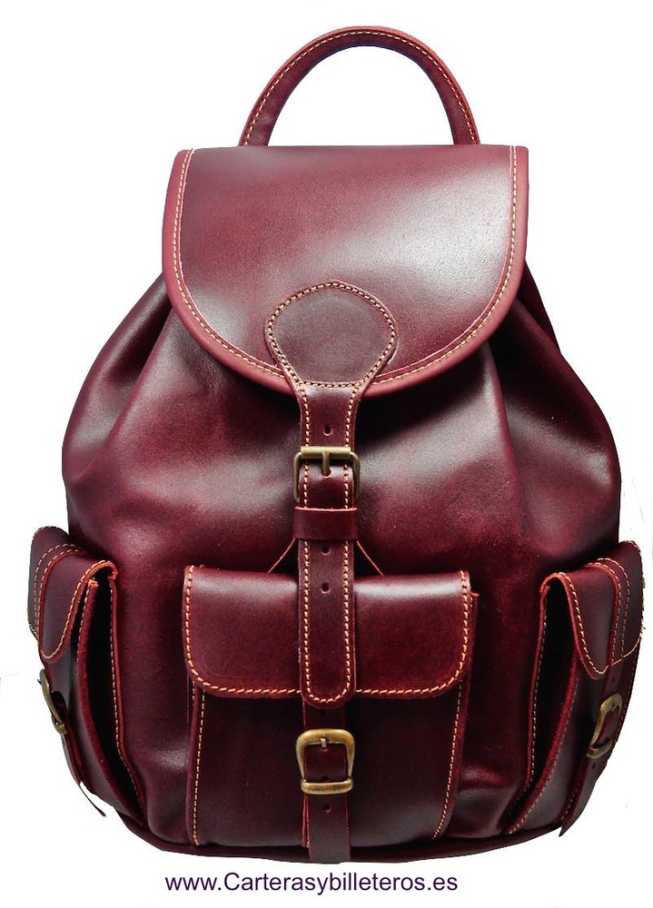 COW LEATHER BACKPACK MEDIUM SIZE CHERRY COLOR 