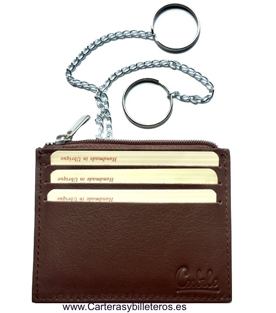 CUBILO BRAND EXTRA-FINE LEATHER DOUBLE KEY RING CARD HOLDER 6 CARD 