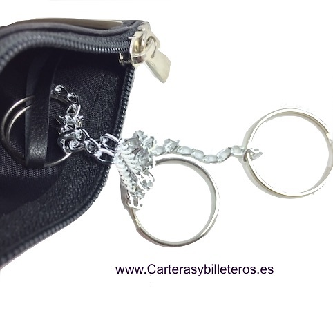 CUBILO BRAND EXTRA-FINE LEATHER DOUBLE KEY RING CARD HOLDER 6 CARD 