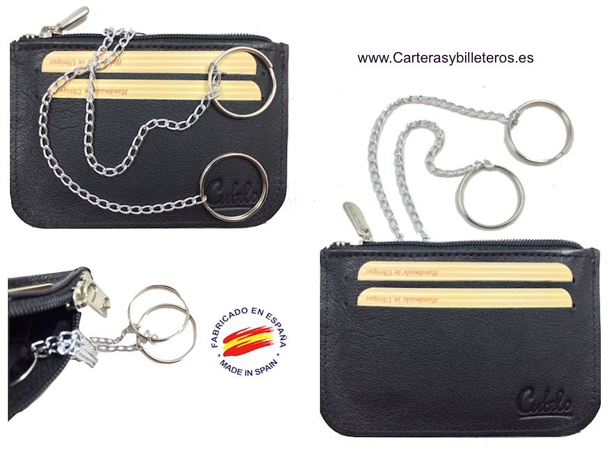 CUBILO BRAND EXTRA-FINE LEATHER KEY RINGS CARD HOLDER 