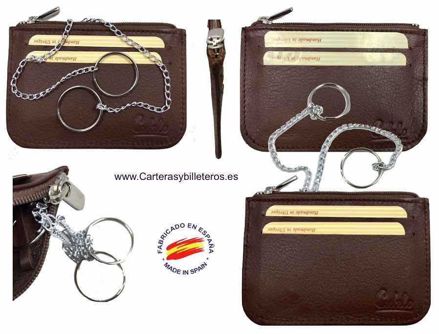 CUBILO BRAND EXTRA-FINE LEATHER KEY RINGS CARD HOLDER 