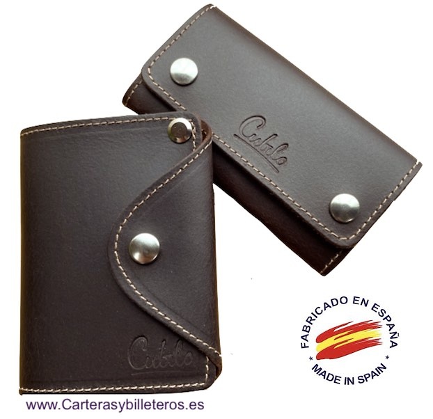 CUBILO BRAND UBRIQUE LEATHER MEN'S CARD HOLDER AND KEY RING TWO PIECES 