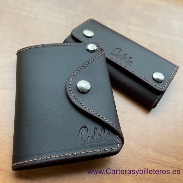 CUBILO BRAND UBRIQUE LEATHER MEN'S CARD HOLDER AND KEY RING TWO PIECES 