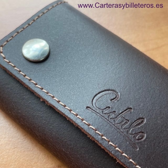 CUBILO BRAND UBRIQUE LEATHER MEN'S CARD HOLDER AND KEY RING TWO PIECES 