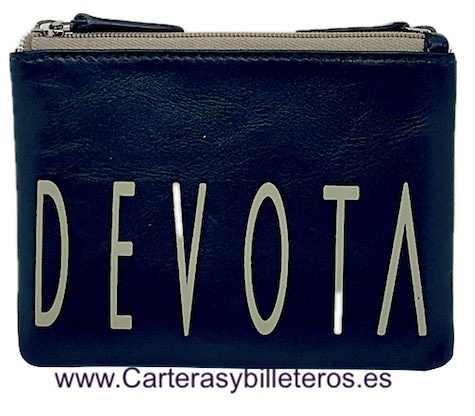 DEVOTA & LOMBA DOUBLE LEATHER CARD HOLDER PURSE 