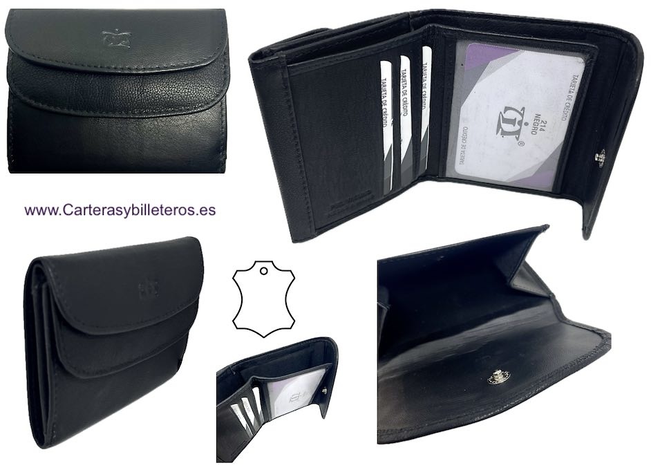 DOUBLE LEATHER COIN PURSE WITH WALLET CARD HOLDER WITH REVOLVING CLOSURE 