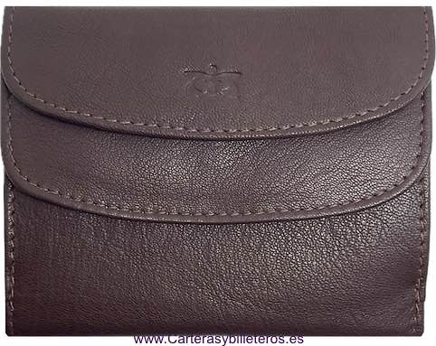 DOUBLE LEATHER COIN PURSE WITH WALLET CARD HOLDER WITH REVOLVING CLOSURE 