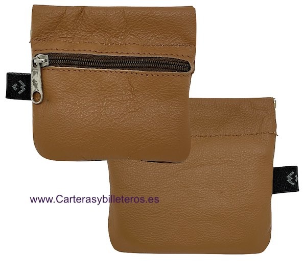 ECONOMIC LEATHER PURSE WITH STRAP CLOSURE AND ZIPPER POCKET 