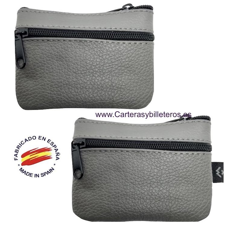 ECONOMIC LEATHER PURSE WITH THREE ZIPPER POCKETS 