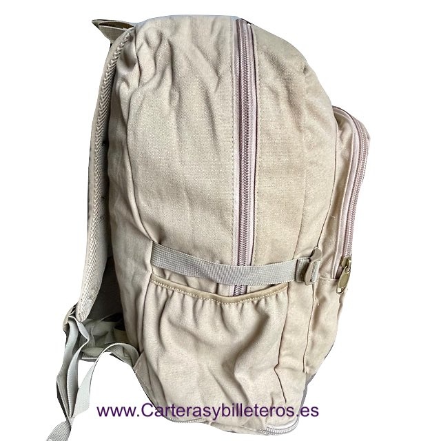 EXTRA STRONG CANVAS BACKPACK WITH 7 POCKETS AND EXPANDABLE BOTTOM SPORT 