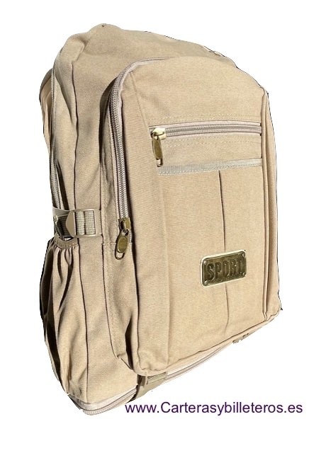 Large canvas backpack with expandable bottom