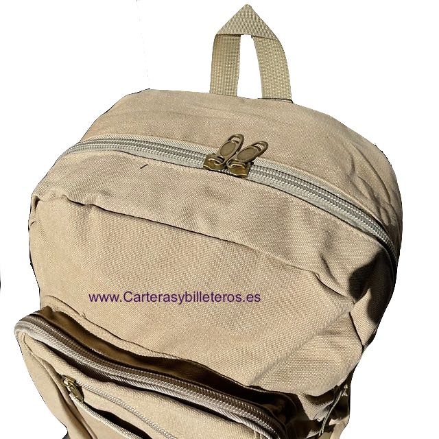 EXTRA STRONG CANVAS BACKPACK WITH 7 POCKETS AND EXPANDABLE BOTTOM SPORT 