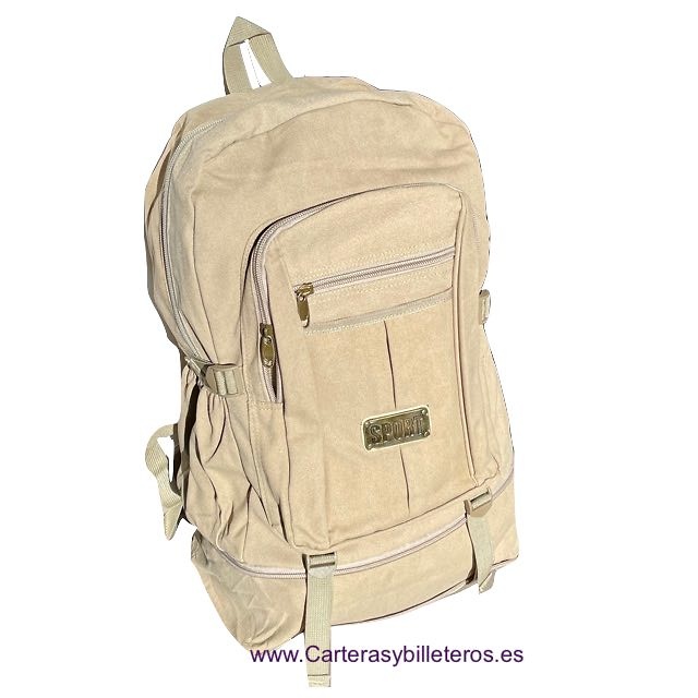 EXTRA STRONG CANVAS BACKPACK WITH 7 POCKETS AND EXPANDABLE BOTTOM SPORT 