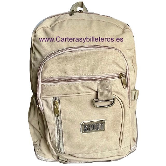 EXTRA STRONG CANVAS BACKPACK WITH 7 POCKETS AND EXPANDABLE BOTTOM 