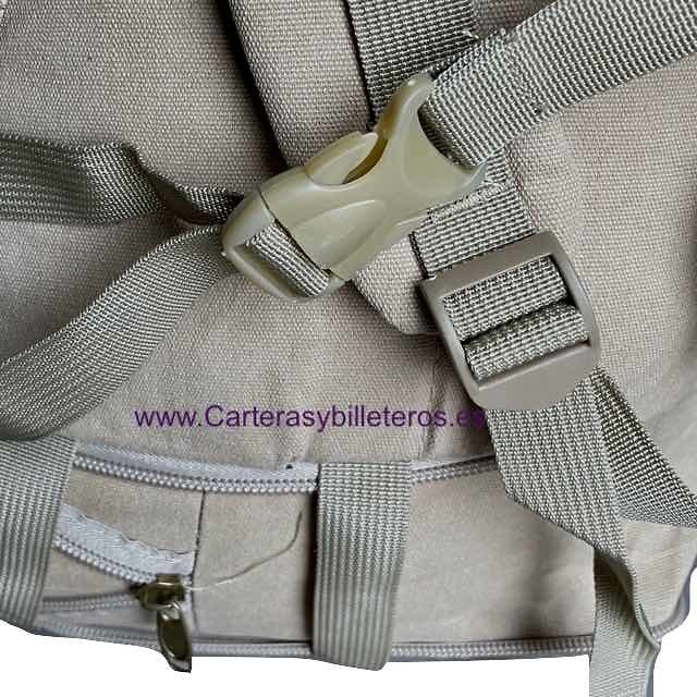 EXTRA STRONG CANVAS BACKPACK WITH 7 POCKETS AND EXPANDABLE BOTTOM 