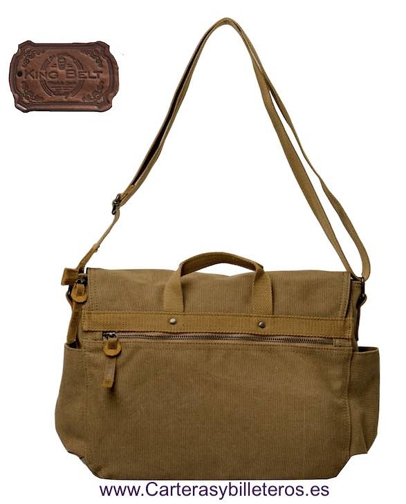 EXTREMELY STRONG CANVAS BAG WITH SHOULDER STRAP AND LEATHER STRAPS WITH POCKETS 