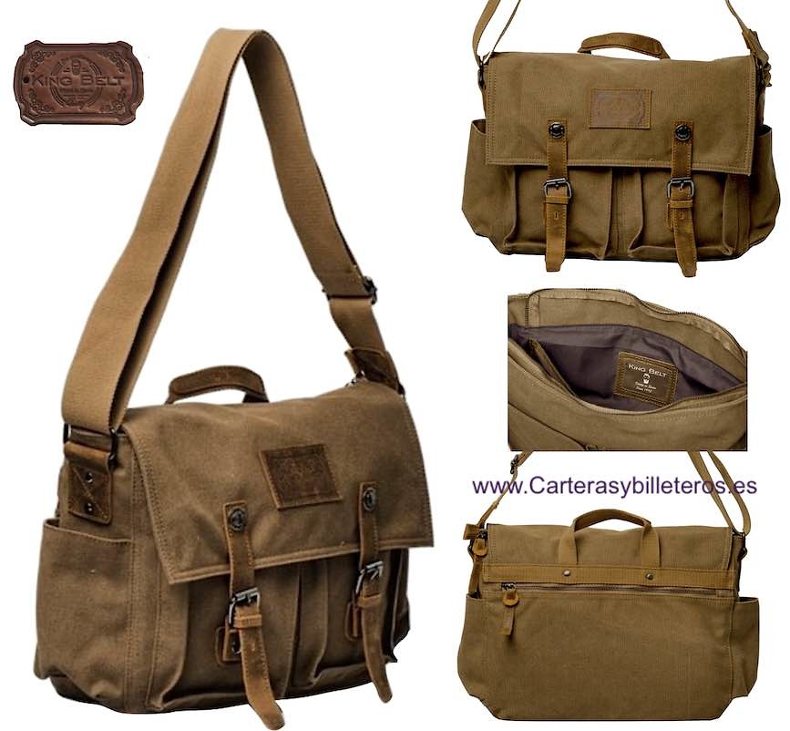 EXTREMELY STRONG CANVAS BAG WITH SHOULDER STRAP AND LEATHER STRAPS WITH POCKETS 