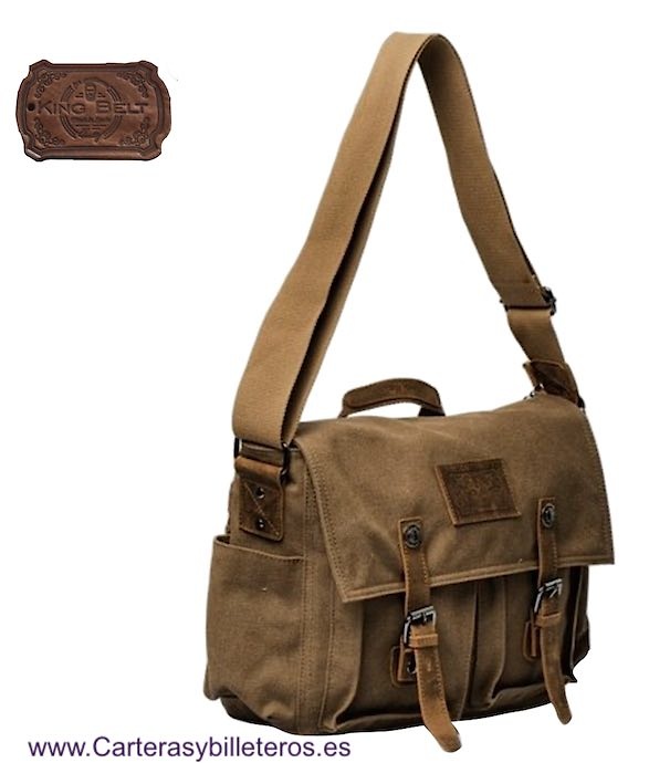 EXTREMELY STRONG CANVAS BAG WITH SHOULDER STRAP AND LEATHER STRAPS WITH POCKETS 