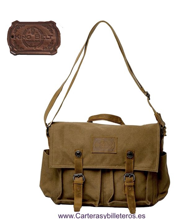 EXTREMELY STRONG CANVAS BAG WITH SHOULDER STRAP AND LEATHER STRAPS WITH POCKETS 