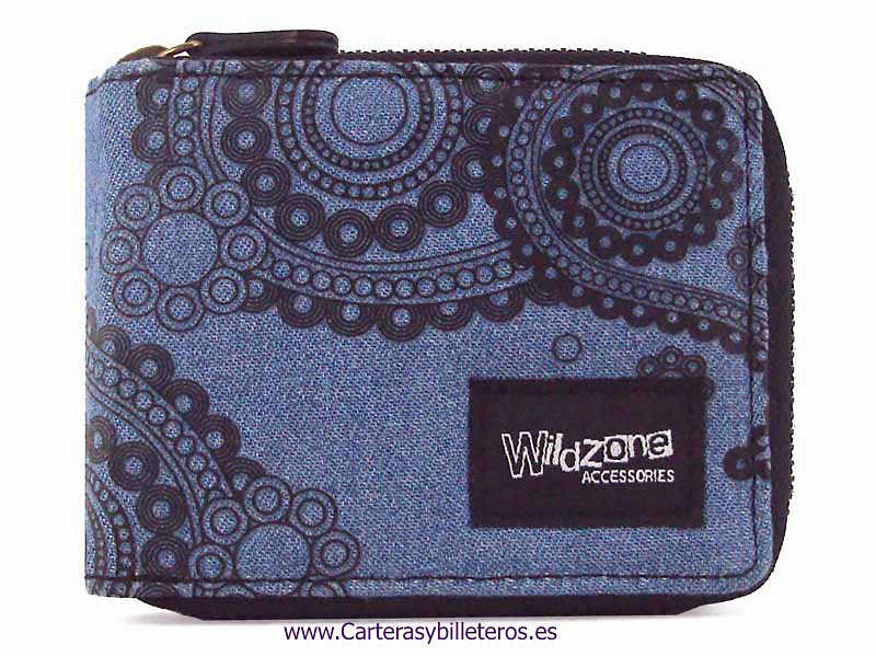 FABRIC WALLET CARRIER WITH WILDZONE PERIMETRICAL ZIPPER CLOSURE 