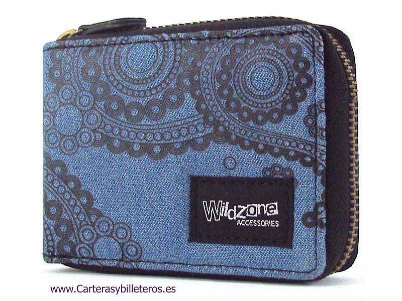 FABRIC WALLET CARRIER WITH WILDZONE PERIMETRICAL ZIPPER CLOSURE 