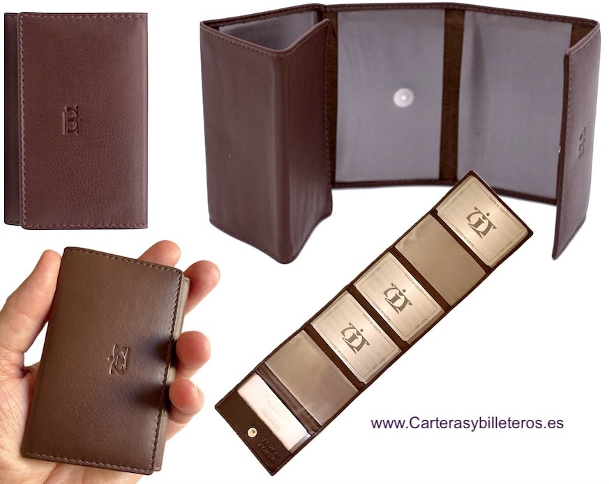 FOLDED LEATHER CARD HOLDER FOR 12 CARDS OR ID CARDS 